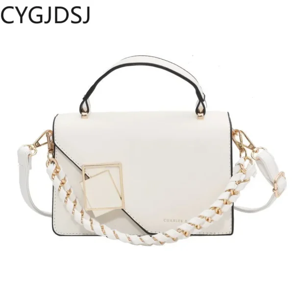 Luxury Premium Fashion Texture Small Chain New Simple Square Versatile One Shoulder Crossbody Bag - Image 4