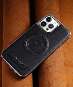 Alternative view of Magnetic Wireless Charging Kickstand Leather Case for iPhone  Series  Invisible Bracket Skin Feeling Slim Cover