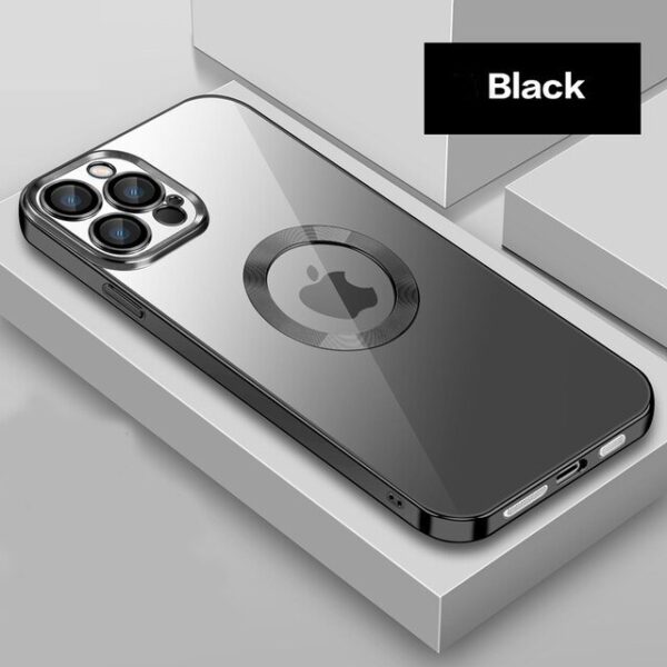 Luxury Lens Plating Protector Logo Cut Out Case Cover and 3D Glass Protector For iPhone Series - Image 24
