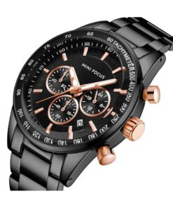 MINI FOCUS Waterproof Sport Watch Chronograph Men Casual Stainless Steel Quartz Clock