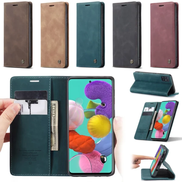 Luxury Premium Caseme Leather Wallet Case Cover and 3D GlassProtector For Samsung Galaxy A51/A71 - Image 29