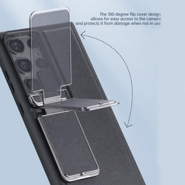 Leather Case with Back Stand for Samsung Galaxy S23 Ultra / S24 Ultra, Business Cover with Camera Lens Cover, Kickstand Case - Image 7