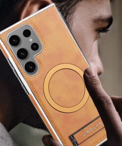 Alternative view of Luxury Premium PU Leather Invisible Stand Magnetic Wireless Charging Case for Samsung Galaxy S23/S24 Ultra