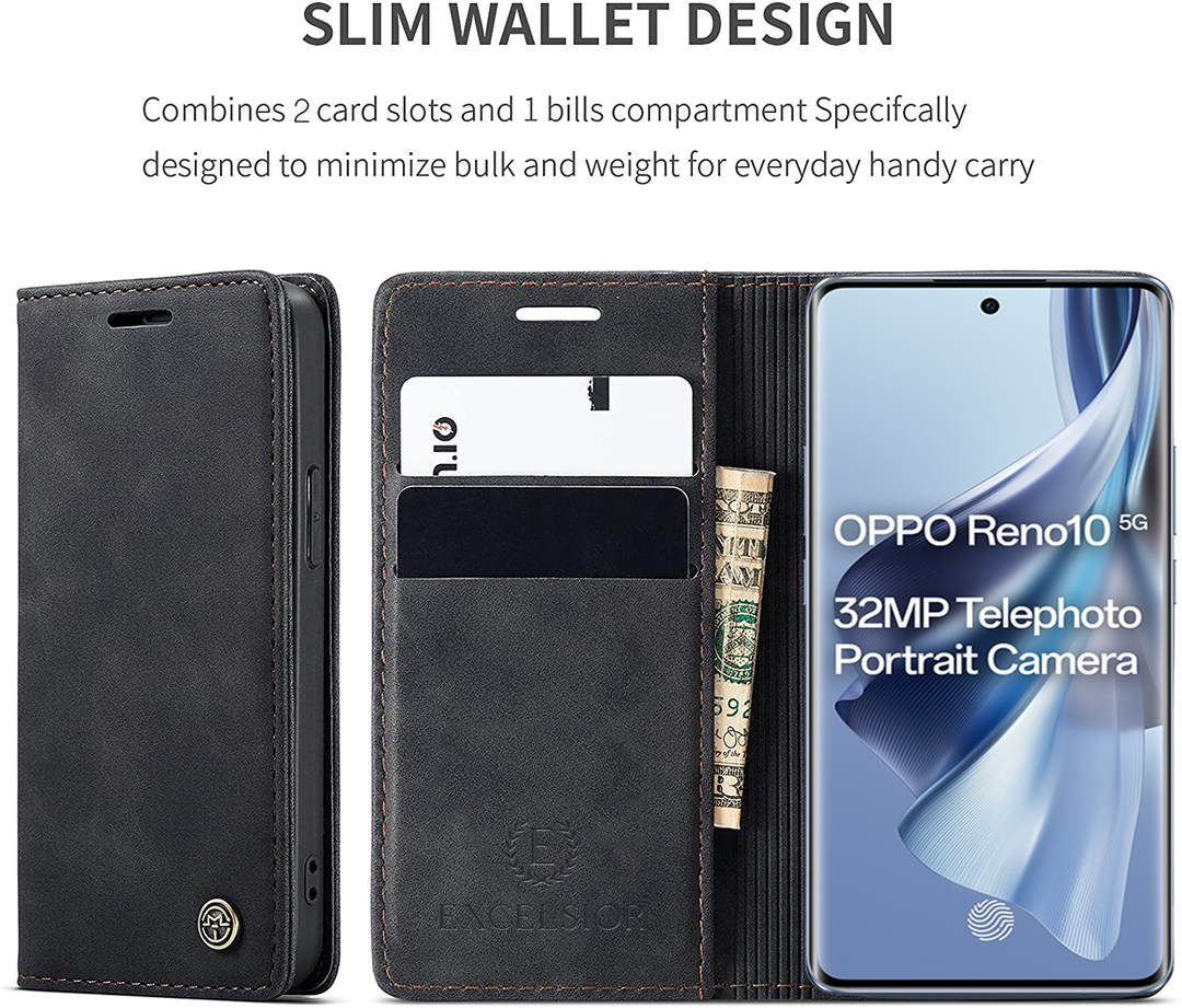 Premium Quality Leather Flip Cover for Oppo Reno 10 / Reno 11 Series - Image 11