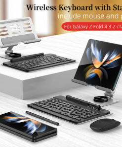 Samsung Galaxy Z Fold 4 3 2 Keyboard Holster Folding Flip Case Stand Pen Slot With Wireless Keyboard and Mouse Pen