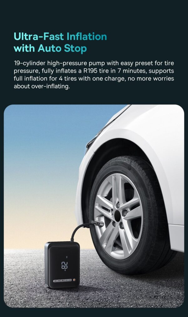 BASEUS 2 in 1 1000A Car Jump Starter Power Bank and Portable Air Compressor Inflator Pump - Image 4