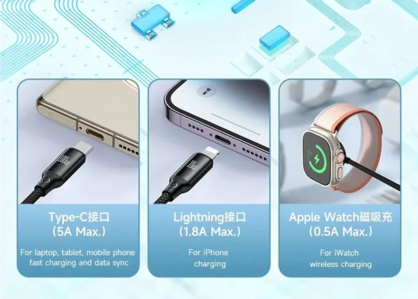 Vidvie Multifunctional Data Cable Type-c To Cliwatch 100w Fast Charging Cable - Image 10