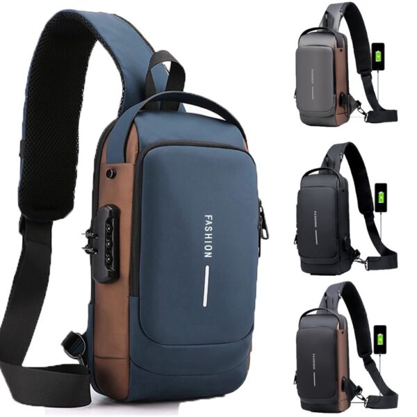 Luxury Premium Anti Theft Chest Shoulder Bag USB Charging Crossbody Oxford Sling Pack - Image 2