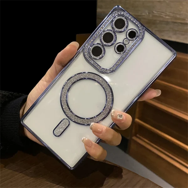 Luxury Premium Plating Bling Glitter Diamond Magnetic For Magsafe Phone Case For Samsung S24 Ultra - Image 4