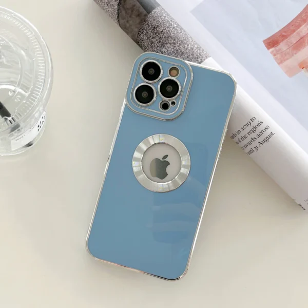Luxury Soft Electroplated Phone Mini Hollow Out Silicone Case Cover and 3D Glass Protector For iPhone series - Image 13