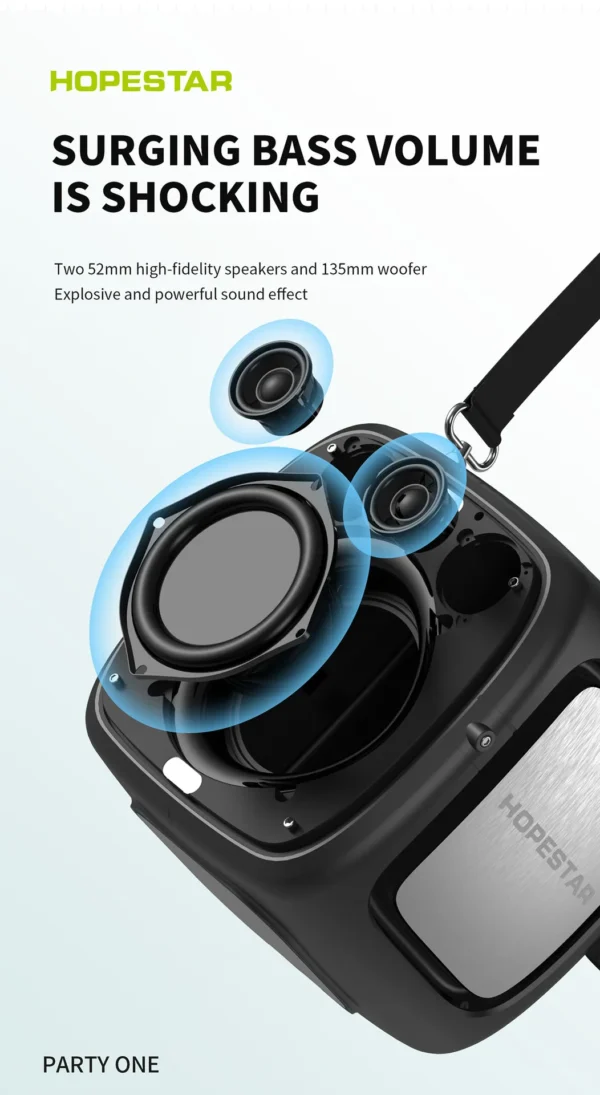 HOPESTAR Portable Wireless Bluetooth Speaker 80W High Power Dual Microphone Outdoor Home Karaoke - Image 17