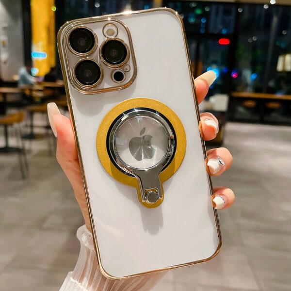 Luxury Premium Fashion Gradient electroplated Kickstand Clear case Cover For iPhone 15 Pro Max - Image 14