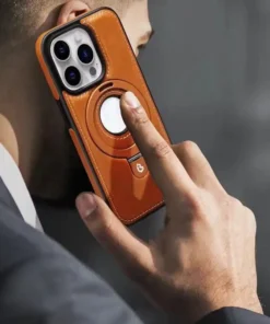 Alternative view of Luxury Premium Faux Leather Invisible Ring Stand Magnetic Phone Case for iPhone Series