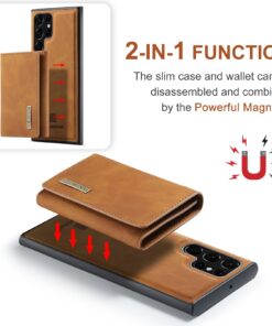 Alternative view of 2 IN 1 Detachable Leather Wallet Case With Holder Function Protect Cover For Samsung Galaxy S22 Ultra