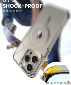 Alternative view of Luxury Plating Frame Transparent Clear Bumper Silicone Magsafe Phone Case Cover for iPhone 13 Pro Max/14 Pro Max/15 Pro Max