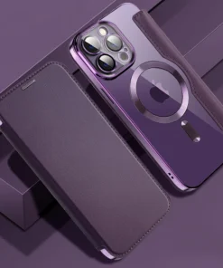 Alternative view of Luxury Premium Camera Protection Magsafe Wireless Charging Flip Case Cover For iPhone 15 Pro/15 Pro Max