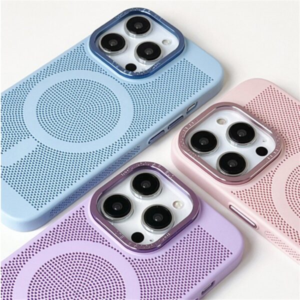 Luxury Premium Magnetic Grid Breathable Heat Dissipation Cooling Slim Case Cover For iPhone Series - Image 4