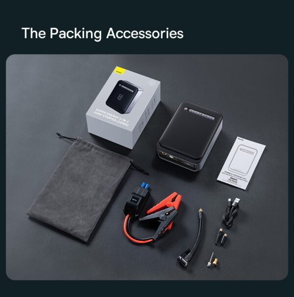 BASEUS 2 in 1 1000A Car Jump Starter Power Bank and Portable Air Compressor Inflator Pump - Image 13