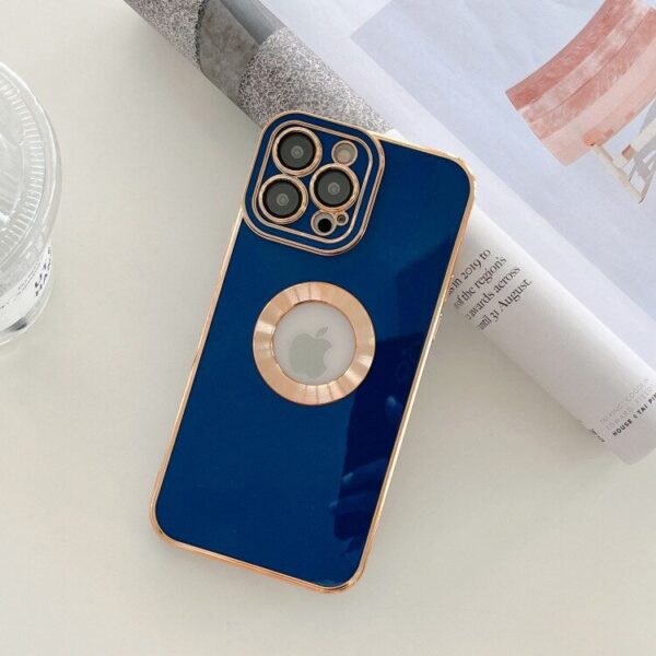 Luxury Soft Electroplated Phone Mini Hollow Out Silicone Case Cover and 3D Glass Protector For iPhone series - Image 9