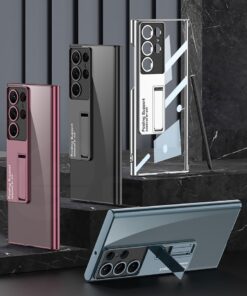 GKK Transparent Plating Bracket Plastic Case Cover For Galaxy S23 Ultra