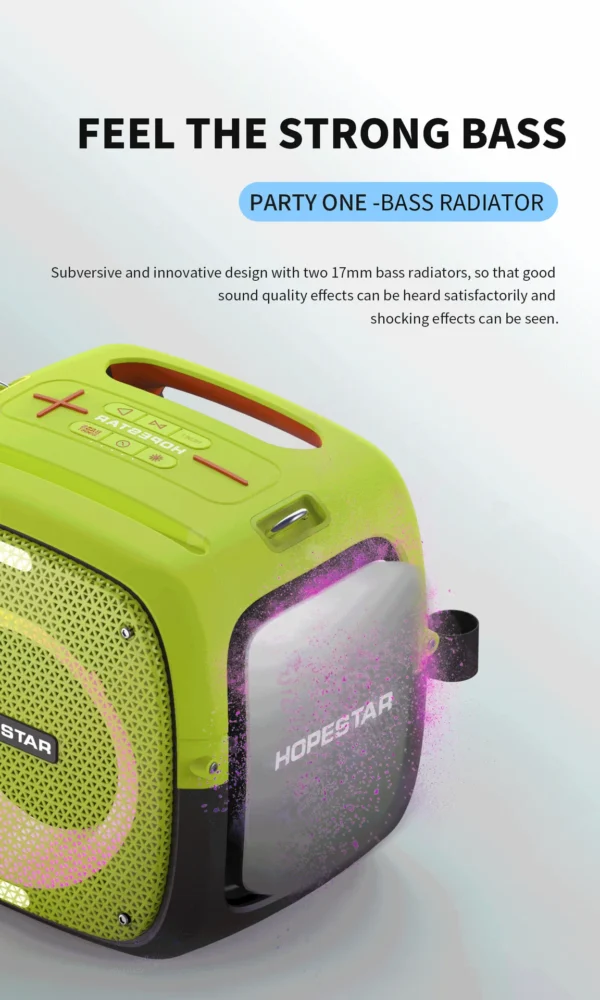 HOPESTAR Portable Wireless Bluetooth Speaker 80W High Power Dual Microphone Outdoor Home Karaoke - Image 13
