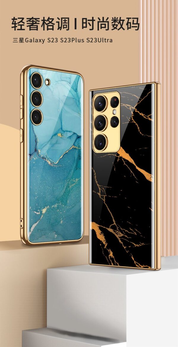 Luxury Premium Marble Shockproof Tempered Glass Case Cover for Samsung Galaxy S23 Ultra - Image 18