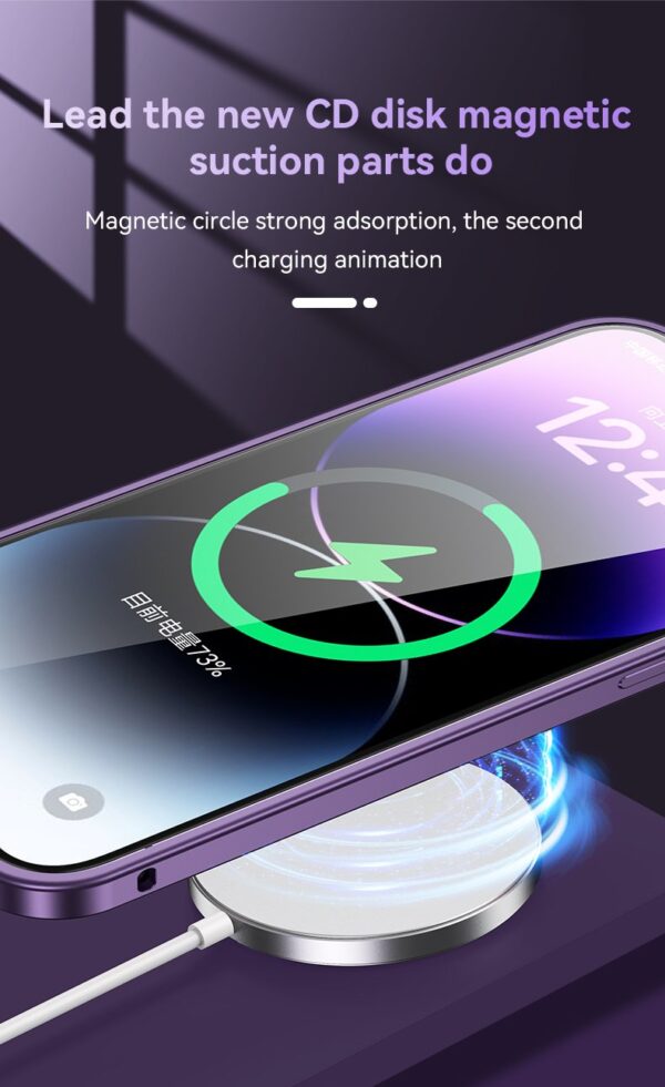 Luxury Premium Lens Film Protection Magnetic Bumper Wireless Charging Case Cover For iPhone Series - Image 26