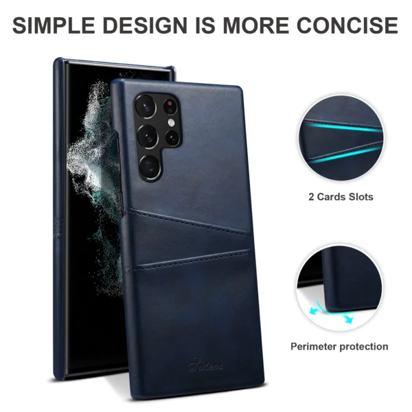 Luxury Premium Slim Leather Shell Case Cover For Samsung Galaxy S22 Ultra - Image 18