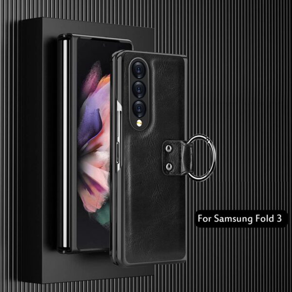 Luxury Premium Finger Horse Ring holder leather cover case for Samsung Galaxy Z Fold 3/ Z Fold 4 - Image 12