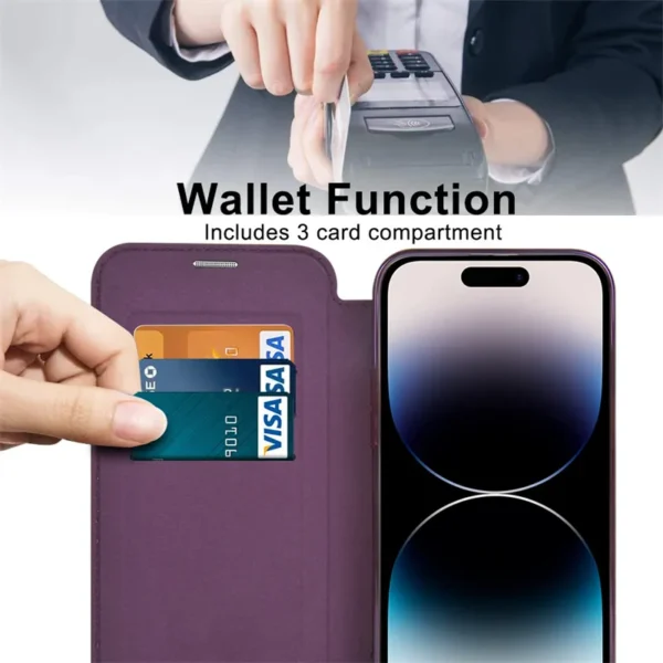 Luxury Premium Camera Protection Magsafe Wireless Charging Flip Case Cover For iPhone 15 Pro/15 Pro Max - Image 9