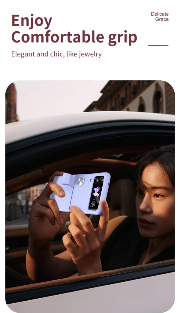 Luxury Premium Skin Feel Hand Strap Design Phone Case for Samsung Galaxy Z Flip 4 - Image 8