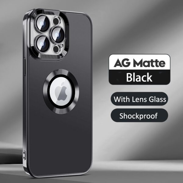 Luxury AG Matte Defender Metal Plating Shockproof Texture Logo Case Cover For iPhone Series - Image 15