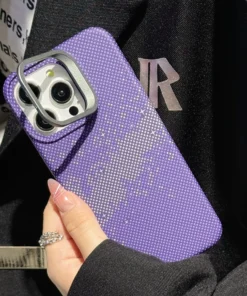 Alternative view of Luxury Premium Luminous Pixels Stand Holder Wireless Charging Hard PC Shockproof Case Cover For iPhone 13 Pro Max/14 Pro Max