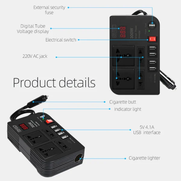 Superior Quality SPARK 3 Car Power Inverter 300W - Image 5