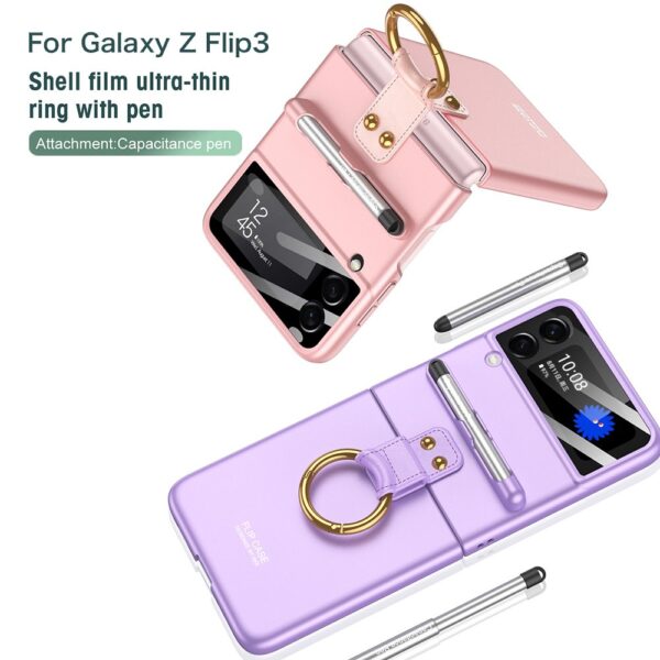 Luxury Premium Ring Case Cover With Capacitance Pen For Samsung Galaxy Z Flip 3/ Z Flip 4 1 - Image 12