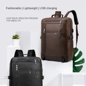 Luxury Premium Business Vintage Pu Leather Casual mochila hombre Backpack Bag