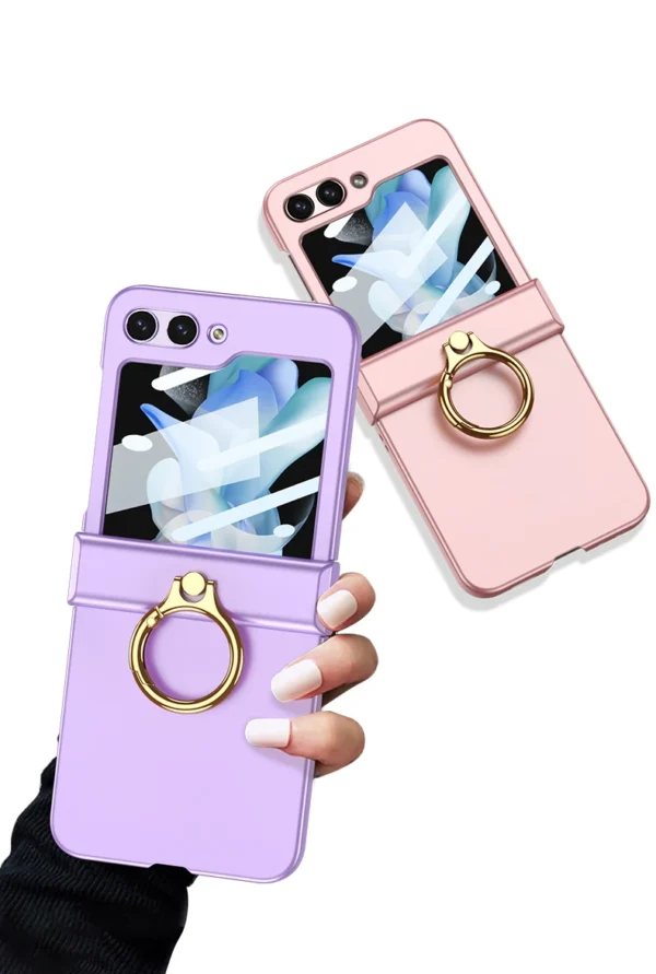 Luxury Premium Hinge Protection with Ring Holder Case Cover for Galaxy Z Flip 5 - Image 12