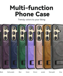 Luxury Premium Luxury PU Leather Invisible Stand Magnetic Wireless Charging Case Cover For Samsung Galaxy 23 Series