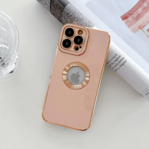Luxury Soft Electroplated Phone Mini Hollow Out Silicone Case Cover and 3D Glass Protector For iPhone series - Image 10