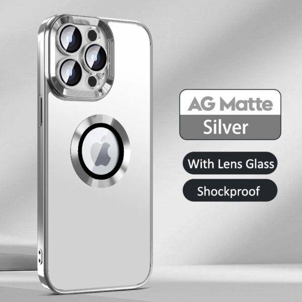 Luxury AG Matte Defender Metal Plating Shockproof Texture Logo Case Cover For iPhone Series - Image 11