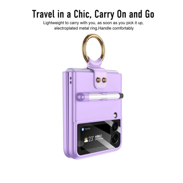 Luxury Premium Ring Case Cover With Capacitance Pen For Samsung Galaxy Z Flip 3/ Z Flip 4 1 - Image 7