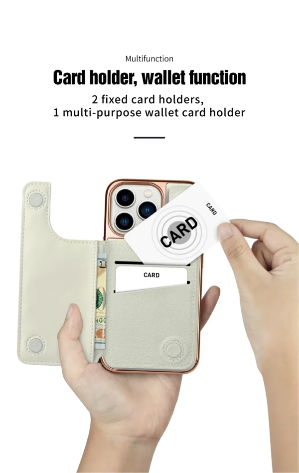 ONEGIF Lurxury Wallet Card Holder kickstand Phone Case Cover for iPhone Series - Image 2