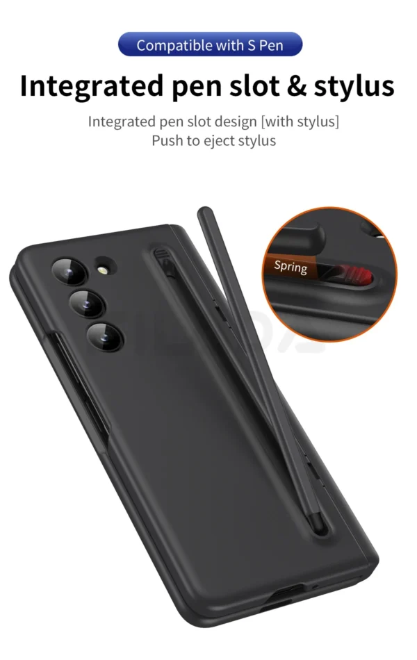 Luxury Premium Invisible Stand Hinge Stand Case Cover With S Pen For Samsung Galaxy Z Fold 5 - Image 2