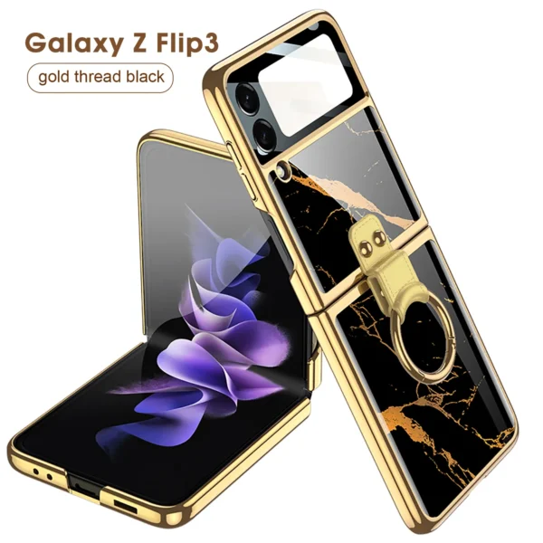 Luxury Premium Marble Patterned  GKK Case Cover For Samsung Galaxy Z Flip 3/Z Flip 4 - Image 2