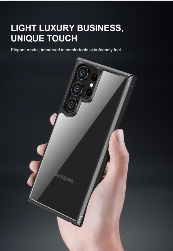 Luxury Crystal Clear TPU Frame Hybrid Shockproof Cover for Samsung Galaxy S23 Ultra - Image 5