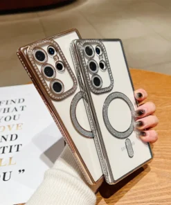 Alternative view of Luxury Premium Plating Bling Glitter Diamond Magnetic For Magsafe Phone Case For Samsung S22 Ultra/S23 Ultra