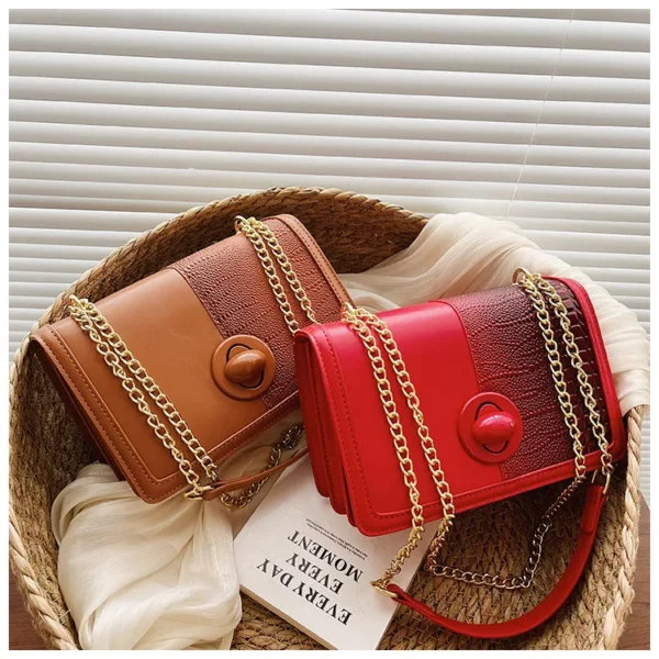 Luxury Premium  vintage Alligator Pattern Chain Square Designer Handbag - Image 2