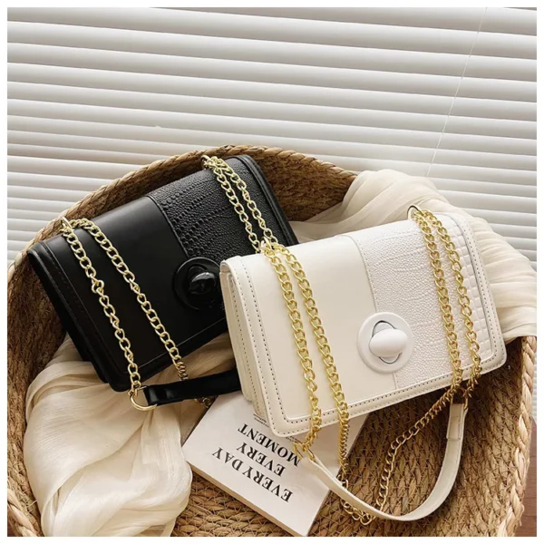 Luxury Premium  vintage Alligator Pattern Chain Square Designer Handbag - Image 3