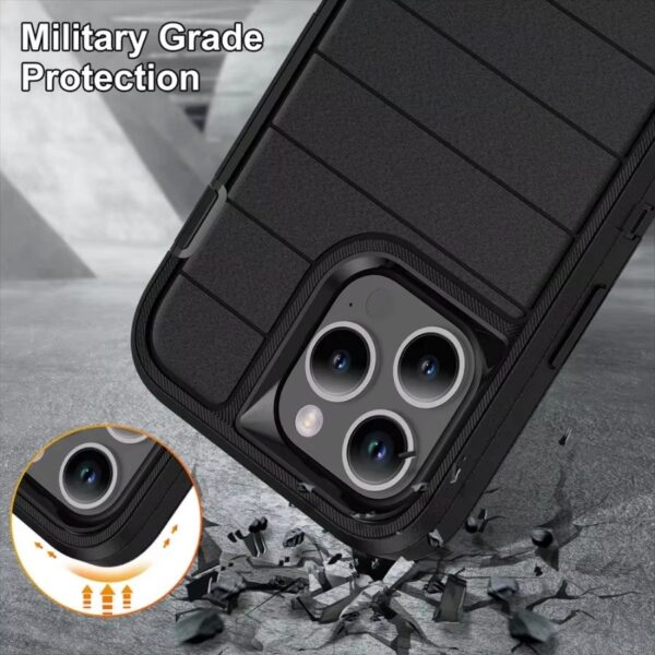 Heavy Duty Shockproof  3-Layer Military-Grade Rugged Protective Bumper Phone Case with Kickstand Anti-Slip Grip Shockproof For iPhone 16 15 14 13 12 11 Pro Max Series - Image 14
