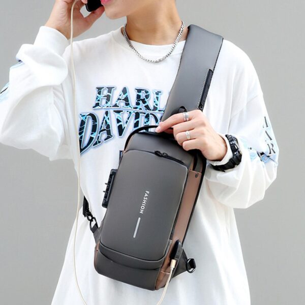 Luxury Premium Anti Theft Chest Shoulder Bag USB Charging Crossbody Oxford Sling Pack - Image 7